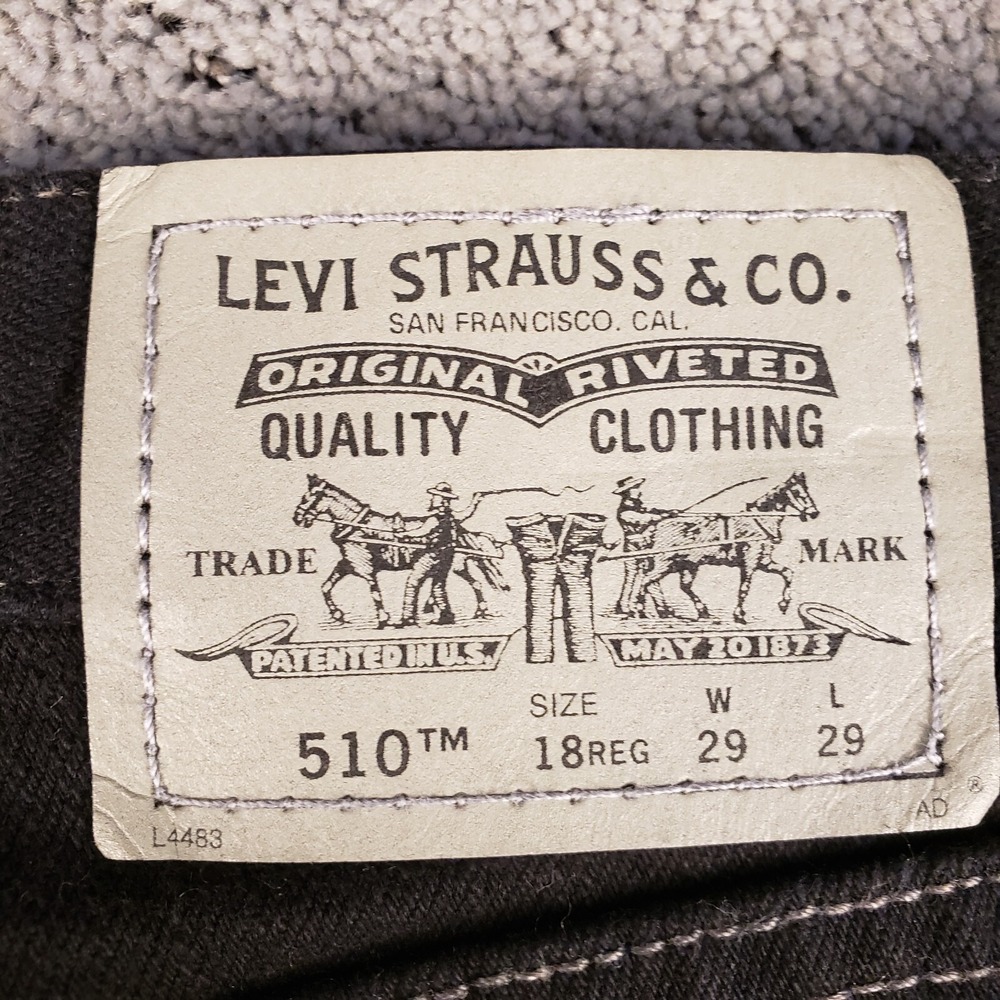 VTG‎ Levis 510 Jeans Womens 18 Black Super Skinny Stretch Dark Wash Denim